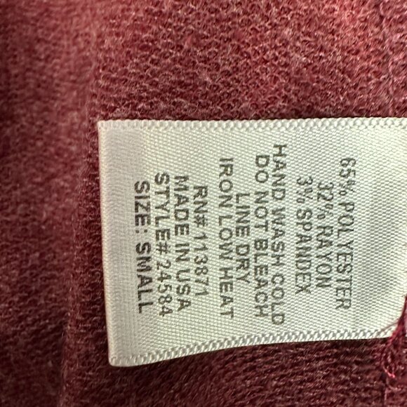 My Amelia James Burgundy Open Front Cardigan Small Long Sleeve Waterfall Hem - Picture 4 of 4